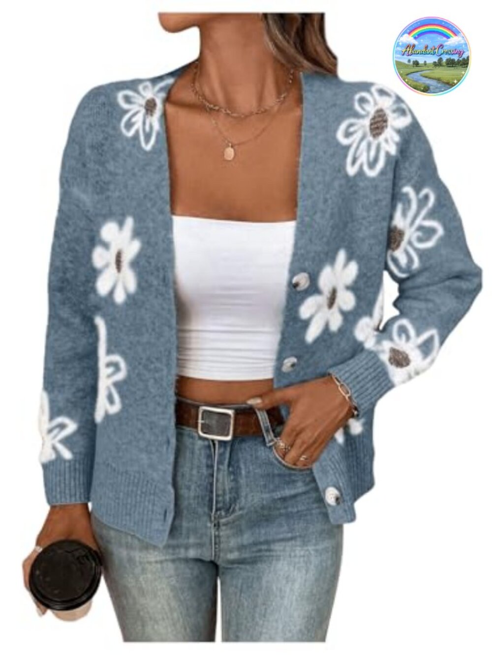 Floral Cardigan Sweater Button Down Long Sleeve Knit